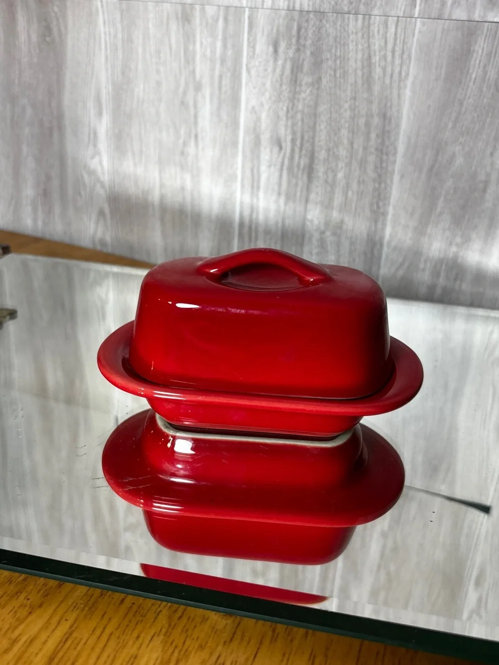 Chantal Red Ceramic Mini Butter Dish with Lid